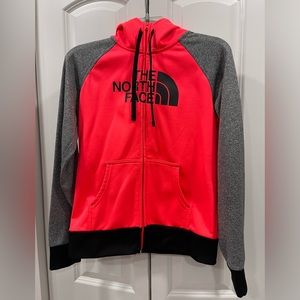 The North Face fleece lined neon hoodie